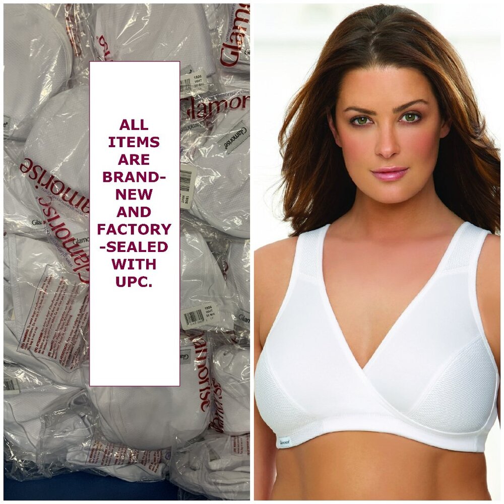 Glamorise 36B 36C Yoga Bra Sport Leisure Pilates Walking Sleep Comfort White NEW